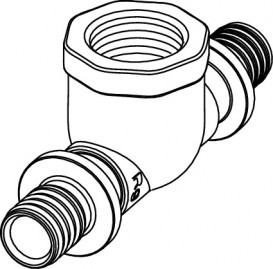 Трійник 90 ° TECE TECEflex з внутрішнім різьбленням 20 х 1/2 х 20 бронза 709802