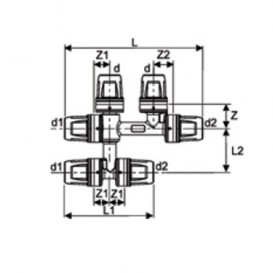 Тройник двойной Tece TECElogo одноплоскостной 20x16x16 мм 8740102