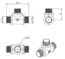 Трійник Fado Fitt Nickel ЗЗЗ ½'' латунь нікель T41
