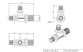 Тройник натяжной редукционный Fado Slice 32х25х25 мм латунь SFT23_new