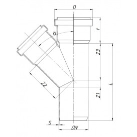 Тройник редукционный для наружной канализации Ostendorf KGEA 45° DN 200/110 ПВХ 223330-09