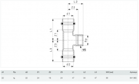 Трійник Viega Prestabo 1117.2 22хRp3/4х22 нелегированная сталь 641962