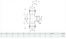 Тройник Viega Prestabo 1117.2 54хRp3/4х54 нелегированная сталь 558987