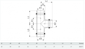 Тройник Viega Prestabo 1118 22х28х22 нелегированная сталь 558871