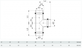 Тройник Viega Prestabo 1118 54х42х54 нелегированная сталь 558840