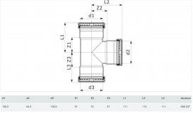 Трійник Viega Prestabo XL 1118XL 108х64х108 нелегована сталь 598037