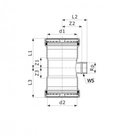Трійник Viega Sanpress Inox G 0217.2XL з SC-Contur 76,1хRp¾х76,1 нержавіюча сталь 578466