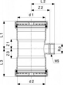Тройник Viega SeaPress 0317.2 42хRp¾х42 сплав CuNiFe 90/10 453756