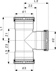 Тройник Viega SeaPress 0318XL d88,91хd35хd88,9 сплав CuNiFe 90/10  453824