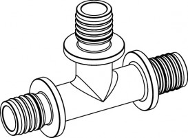 Потрійний різьбовій фітінг TECE TECEflex 90 ° равнопроходной 63х63х63 бронза 710163
