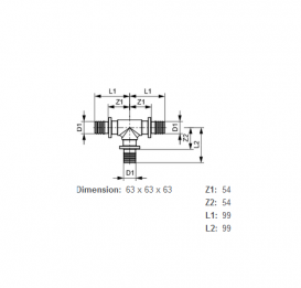 Потрійний різьбовій фітінг TECE TECEflex 90 ° равнопроходной 63х63х63 бронза 710163