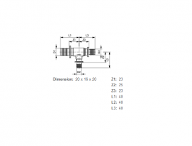 Тройной резьбовой фитинг TECE TECEflex 90° редукционный 20(18)х20(18)х16 латунь 760509