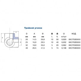 Тройной уголок Ekoplastik 20 мм полипропилен SKOT020XXX