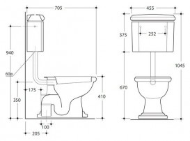 Труба для подключения низкого бачка Kerasan Retro/Waldorf золото 750491