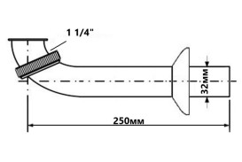 Труба для сифона для раковини McAlpine кутова 250 мм 1¼х32 латунь хром RS10