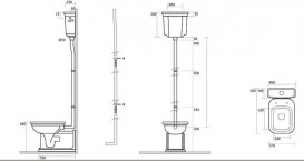 Труба сливная для высокого бачка Kerasan Waldorf/Retro золото 754791