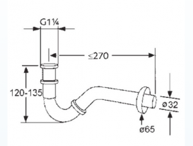 Трубчастий сифон для біде Kludi хром 1031105-00