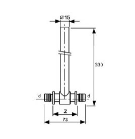 Трубка медная для подключения радиаторов Tece TECEflex Т-образная никелированная 20х15 L330 мм 715020