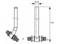 Трубка мідна для підключення радіаторів Tece TECEflex Т-подібна нікельована 25х15 L770 715226