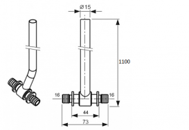 Трубка мідна для підключення радіаторів Tece TECEflex Т-подібна нікельована 16х15 L1100 715516