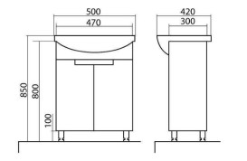 Тумба Аквародос Квадро 50 см с раковиной Руна ДСП/МДФ белый АР000040315