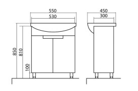Тумба Аквародос Квадро 55 см із раковиною Нова ДСП/МДФ білий АР000040314