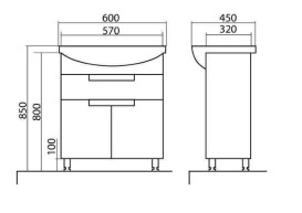Тумба Аквародос Квадро 60 см с раковиной Руна ДСП/МДФ белый АР000040316