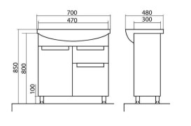 Тумба Аквародос Квадро 70 см с раковиной Руна ДСП/МДФ белый АР000040317