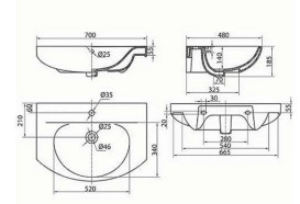 Тумба Аквародос Квадро 70 см с раковиной Руна ДСП/МДФ белый АР000040317