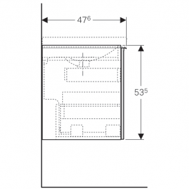 Тумба для подвійної раковини Geberit Acanto з двома висувними ящиками і сифоном ДСП пісочно-сірий матовий/глянцеве скло 500.613.JL.2
