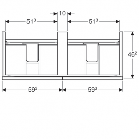 Тумба для двойной раковины Geberit Acanto с двумя выдвижными ящиками и сифоном ДСП лава матовый/глянцевое стекло 500.613.JK.2