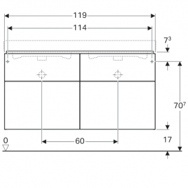 Тумба для двойной раковины Geberit iCon с четырьмя выдвижными ящиками ДСП белый/матовое покрытие 841520000