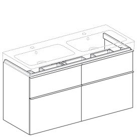 Тумба для двойной раковины Geberit iCon с четырьмя выдвижными ящиками ДСП белый/матовое покрытие 841520000