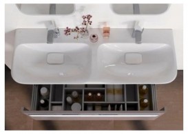 Тумба для подвійної раковини Geberit myDay з одним висувним ящиком ДСП білий/високоглянцеве покриття 824130000