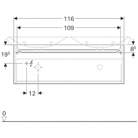 Тумба для подвійної раковини Geberit myDay з одним висувним ящиком ДСП сіро-коричневий/високоглянцеве покриття 824131000