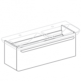 Тумба для подвійної раковини Geberit myDay з одним висувним ящиком ДСП сіро-коричневий/високоглянцеве покриття 824131000