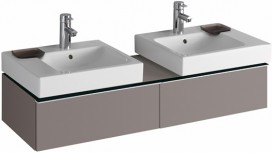 Тумба для двох раковин Geberit iCon з двома висувними ящиками і полицею ДСП платиновий/високоглянцеве покриття 840322000