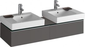Тумба для двух раковин Geberit iCon с двумя выдвижными ящиками и полкой ДСП лава/матовое покрытие 841321000
