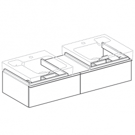 Тумба для двух раковин Geberit iCon с двумя выдвижными ящиками и полкой ДСП белый/высокоглянцевое покрытие 840320000