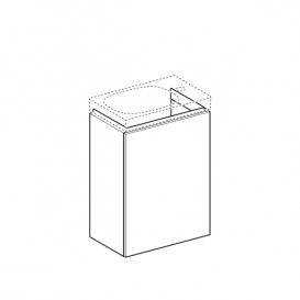 Тумба для раковини Geberit Acanto з одними дверима і сифоном ДСП чорний матовий/чорне глянсове скло 500.607.16.1