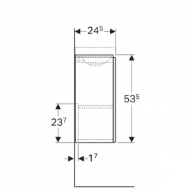 Тумба для раковини Geberit Acanto з одними дверима і сифоном ДСП чорний матовий/чорне глянсове скло 500.607.16.1
