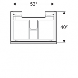 Тумба для раковины Geberit Acanto с укороченным вылетом ДСП лава матовый/лава глянцевое стекло 500.614.JK.2