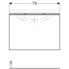 Тумба для раковини Geberit Acanto з укороченим вильотом ДСП пісочно-сірий матовий/пісочно-сіре глянцеве скло 500.615.JL.2