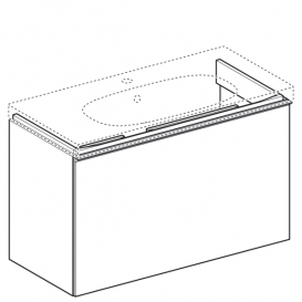 Тумба для раковини Geberit Acanto з укороченим вильотом ДСП пісочно-сірий матовий/пісочно-сіре глянцеве скло 500.616.JL.2