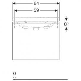 Тумба для раковини Geberit Acanto з висувним і внутрішнім висувним ящиком ДСП пісочно-сірий матовий/пісочно-сіре глянцеве скло 500.610.JL.2