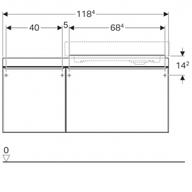Тумба для раковины Geberit Citterio с двумя выдвижными ящиками и полкой слева ДСП бежевое глянцевое стекло/бежевый дуб 500.563.JI.1