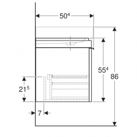 Тумба для раковини Geberit Citterio з двома висувними ящиками і полицею праворуч ДСП бежеве глянцеве скло/бежевий дуб 500.567.JI.1