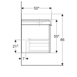 Тумба для раковини Geberit Citterio з двома висувними ящиками і полицею зліва ДСП чорне глянцеве скло/сіро-коричневий дуб 500.568.JJ.1