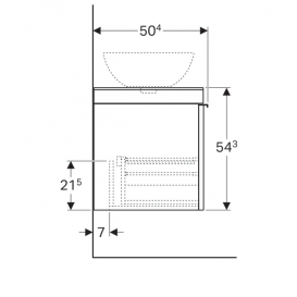 Тумба для раковини Geberit Citterio з двома висувними ящиками і полицею ДСП чорний/сіро-коричневий дуб 500.564.JJ.1