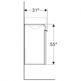 Тумба для раковины Geberit Citterio с одной дверью ДСП черное глянцевое стекло/серо-коричневый дуб 500.555.JJ.1